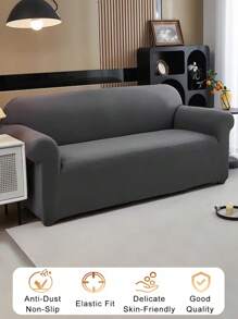 1 pieza Funda de sofá de seda de leche de unicolor, lavable a máquina, incluye 1 pieza de almohada a juego sin relleno, protector de sofá a prueba de polvo y arañazos de mascotas