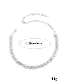 1pc Rhombus Collarbones Necklace, Fashionable, Luxurious High-End Elegant Versatile Necklace For Daily & Festival Wear - Diamond Necklace - View 4