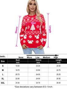 Ugly Christmas Sweater For Women Crew Neck Knitted Pullover Reindeer Snowflakes Sweaters For Xmas Holiday