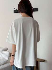 90s Vintage Concert Espresso Print Oversized Crew Neck Short Sleeve T-Shirt, Fashion & Versatile, Suitable For Spring/Summer