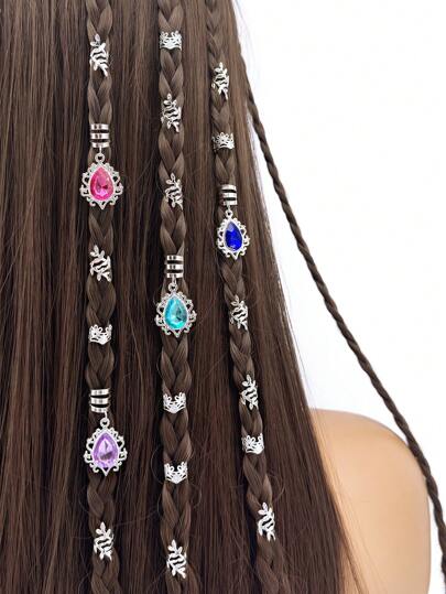 44pcs Gorgeous Gemstone Dreadloc Hair Jewelry Accessories For Braids Gifts For Girls And Women Perfect For Dances And Parties