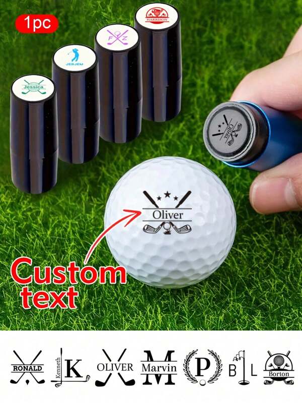 1/2/5Pcs Personalized Text Golf Stamp, Custom Golf Ball Logo, Customized Men's Gift, Customizable Name Golf Ball Stamps, Size: 53x19mm, Ink Color: Black/Blue/Red/Purple/Green, 8 Styles, Unique, Ideal Gifts For Him, Ideal Gifts For Her, Boyfriend, Dad, Girlfriend, Mom, Family, Friends, Tea Room, Home, Garden, Office, For Anniversaries, For Valentine's Day, For Mother's Day, For Birthdays, For Father's Day, For Graduation, For Weddings, For Housewarming
