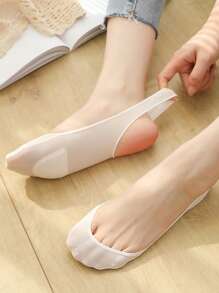 1/4/8 Pairs Ladies Cushioned Heel Hollow Elastic Band Silicone Non-Slip Ultra-Low Cut Boat Socks, No Show Socks, Suitable For Wearing High Heels Or Daily Life