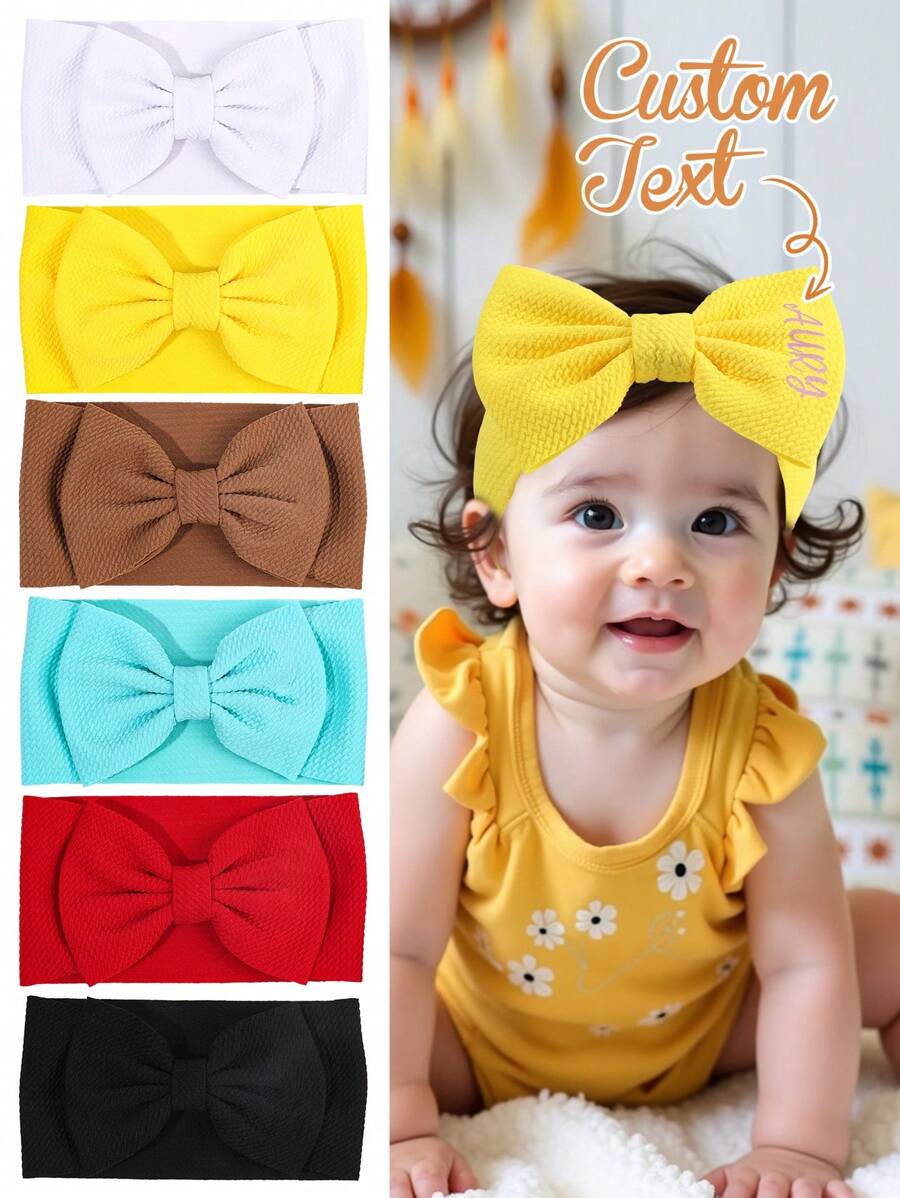 1 pieza Diadema para bebé con lazo y nombre personalizado, diadema elástica de bebé personalizada con nombre en 6 colores, regalo para recién nacido, regalo para bebé, regalo para niños, regalo para el Día del Niño, regalo de cumpleaños, regalo para baby shower, decoración familiar