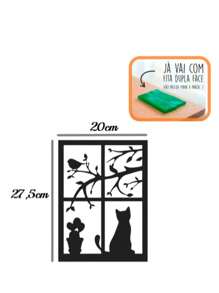 Quadro Vazado Gato Na Janela decoração Moderna Quadro MDF Preto decorativo