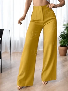 Bell-Bottom Pleated Trousers. - Ginger - View 2