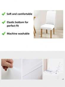 4件/6件 牛奶丝 防水椅套 纯色弹力 酒店家居 餐椅套 现代简约 批发 椅套 家居用品 - 白色 - 查看 5