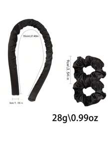 3pcs/Set Slouchy Hair Curler Set: 1 Heatless Hair Curling Wand & 2 Hair Scrunchies Back To School