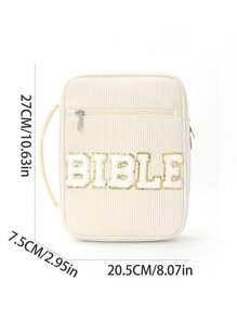 1pc Women's Plus Size Letter Embroidered Multifunctional Bible Bag, Shoulder Bag, Bible Tote Bag With Strap, Bible Bookmark Box, Suitable For Girls, Ladies For Daily Use, Worship Activities, Gift For Kids, Parents As Holiday Gift (Pens And Notebooks Not Included, Please Check Product Size In The Image)