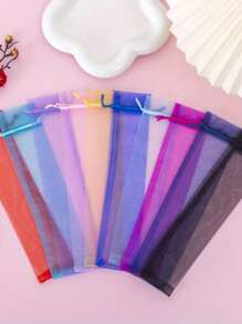 5/10 件白色欧根纱手扇袋、带抽绳的折叠扇袋、欧根纱礼品袋、带抽绳的网眼礼品袋、透明保护袋、珠宝礼品袋，适用于生日、婚礼派对、周年纪念、婚礼礼品、父亲节、母亲节礼品、节日礼品、派对礼品、手工手提袋、DIY 礼品袋、生日派对礼品袋、礼品盒