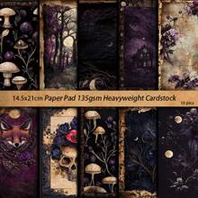 10 Stück lila Zauberhafte Material Papiere, Retro Europäisch Blumen Pflanzen Muster für Scrapbooking, festliche Dekoration, Grußkarten zum Selbermachen, Explosionsbox, Geschenkverpackung, Party Zubehör, Schulmaterial, Einschulung
