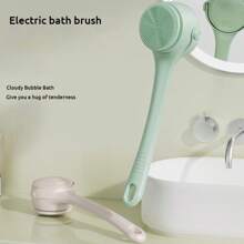 Electric Bath Brush, Dual Handle Handheld Massaging Body Scrubber, USB Rechargeable Lithium Battery, For Back And Full Body Cleaning - Mint Green - View 6