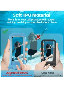 1 件/2 件防水手机袋，3D 设计，厚壳友好，透明塑料干燥袋，适用于 8 英寸智能手机，带颈带，适用于海滩、游轮和旅行防水手机袋