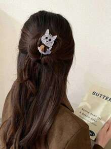 1pc Cute Cat Shaped Hair Clip, Fashion Hair Accessory For Bun, Ponytail, Daily Wear, Gift For Women