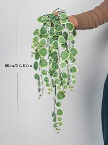 Kmitang 1 pieza (excluye maceta) Planta colgante artificial de 60-80cm, decoración de pared de hojas de eucalipto de dinero de plástico tropical, adecuada para boda, hogar, jardín, decoración de balcón - Multicolor - Ver 15