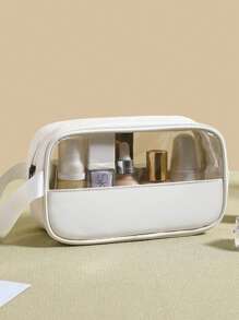 Large Capacity Patchwork Makeup Bag, Portable Cosmetic Travel Organizer Bag - Multicolor - View 10