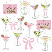 10pcs/Set,Espresso Martini Party Hanging Swirl Decor A Tini Bit Older Birthday Decorations Tini Bar Party Ceiling Streamers For Martini Bow Themed Birthday Bachelorette Bridal Shower Party Supplies