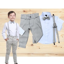 Children's Formal Clothing Set For Weddings, Parties And Christenings In Lead Gray And Light Gray - Màu Xám nhạt - Xem 2