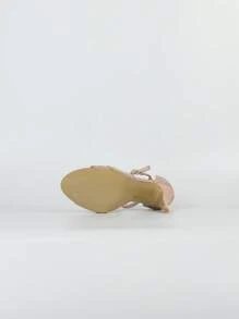 女式蕾丝细高跟鞋 2025 裸色系带凉鞋 - 粉色 - 查看 6