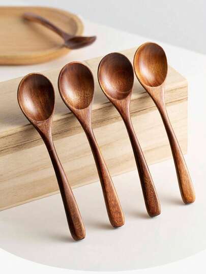 2/6pcs Long Handled Wooden Spoons, 7inch/18cm Natural Wood Honey Tea Soup Spoons, Premium Tableware For Home Dining, Coffee And Desserts, Perfect For Cooking, Mothers/Fathers Day Gifts, Kitchenware, Porridge And Mixing Utensils, Back To School, Kitchen Tools, Coffee Spoons, Ice Cream Spoons, Porridge Spoons, Pasta Spoons, Honey Spoons, Suitable For Gatherings, Parties, And Everyday Home Use