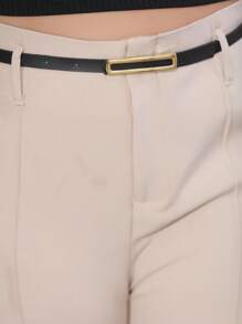 Plus Size Fashion Long Pants Without Belt And Pockets - Beige - View 8