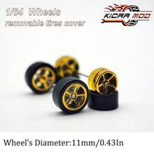 Kicarmod Llantas de goma KicarMod 1/64, neumáticos delanteros pequeños y traseros grandes, D: 11mm*13mm, radios de estrella de cinco puntas, neumáticos para piezas modificadas de coche de juguete de deportivo o muscle car, adecuado para entusiastas del modelismo con cierta habilidad manual