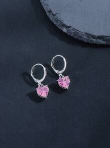 3pcs/Set Heart Shaped Earrings, Ring And Titanium Steel Chain Necklace Jewelry Set For Women, Creative & Fashionable