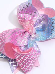 1 件美人鱼尾巴装饰发饰蝴蝶结渐变色蝴蝶结发夹适合幼儿女孩海洋海滩度假蝴蝶结发夹，儿童发饰 - 彩色 - 查看 3