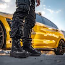 Men's Lightweight Military Tactical Work Boots Outdoor Hiking Motorcycle Combat Boots - Black - View 7