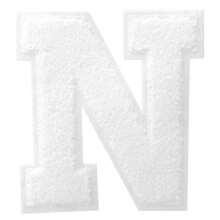1/26件大號雪尼爾字母貼布，5英吋/12cm，熨燙/縫製，刺繡貼花，適用於DIY衣物修補與客製化－適合夾克、帽子、包包等 - 白色 - 查看 16