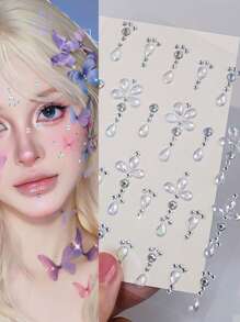 Y2K-Inspired 1PC Bohemian Style Rhinestone Face Stickers, Resin Crystal Body Gems For Music Festivals, Carnival, Holiday Parties, DIY Star & Moon Shimmer Adhesives Gifts For Eid, Carnival/Mardi Gras/Masquerade