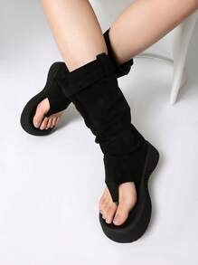 Sandales lanières plissées sexy western pour femmes, bottes hautes