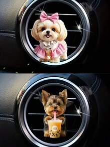 1PC Car Puppy Vent Aromatherapy Clip, 19 Puppy Options To Choose From, Acrylic Material Car Waterproof Decoration, Cute Car Interior Decoration - 1pc Multicolor - View 2