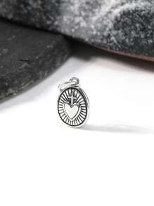 1pc Simple Unique 925 Sterling Silver Radiant Sacred Heart Charm DIY Pendant Women Fine Jewelry Gift - Silver - View 5