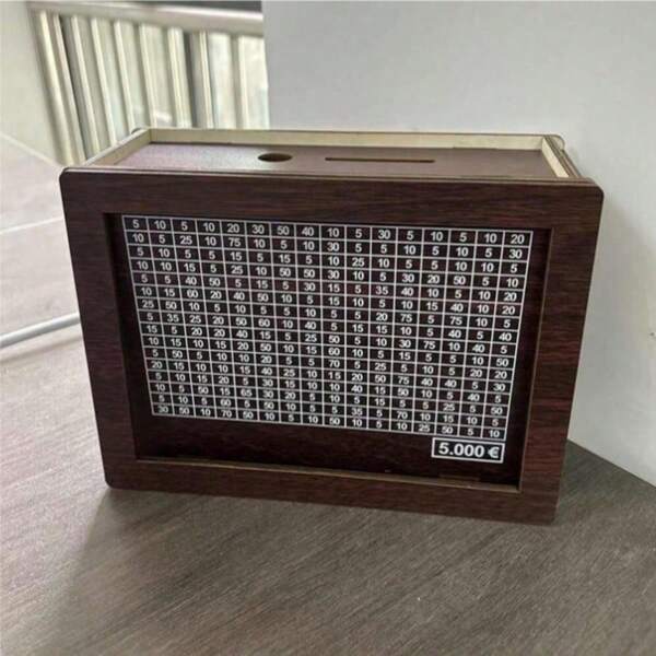 1 pezzo Salvadanaio in legno, regalo artigianale creativo (Il salvadanaio viene fornito con 1 penna cancellabile)