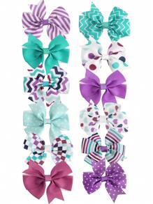 12pcs/Set Elegant Purple Floral Pattern Butterfly Hairclips, Sweet Cute Solid Hair Clips For Daily Use And Party