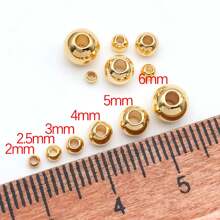 30 件 18k 镀金 2/2.5/3/4/5/6 毫米小号光滑圆珠铜质隔珠散球珠适用于 DIY 手链首饰制作工艺配件珠子 - 珠 - 查看 9