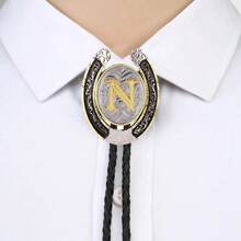 1 件 U 型马蹄形婚礼派对领带，字母 A 到 Z 领带，男士西部时尚街头项链牛仔领带，理想礼物