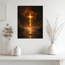 Jesus Cross Framed Waterproof Canvas Painting Ready To Hang For Living Room Bedroom Office Christian Canvas Wall Painting