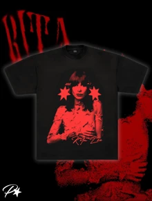 Basic T-Shirt With Rita L. Print - Black - Black - View 5