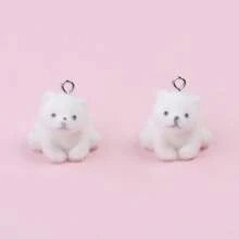 2 件装树脂植绒可爱熊企鹅兔子猫吊坠 DIY 珠宝配饰 - 彩色 - 查看 12