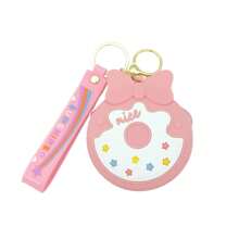Silicone Coin Purse, Cute Donut Zipper Closure Portable Hanging Pendant Backpack Charm - Pink - View 1