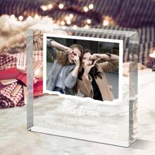 1 pieza Adorno de escritorio de acrílico 3D con foto personalizada, marco de fotos transparente 3D, efecto de borde de papel desprendible, personaliza tus regalos exclusivos, regalos de cumpleaños, regalos festivos, los mejores regalos para buenos amigos, padres y parejas, recuerdos, escritorio, sala de estar, dormitorio, mesita de noche