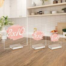 20pcs Acrylic Place Card Holders Transparent With Slots, Table Display, Wedding Signage Holders, Digital Photos Office Menu Conference, Black Card Stands, White & Transparent