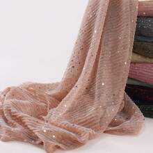 1 件闪亮头巾头巾披肩，春夏，适合马来西亚、非洲文化 - 黑色 - 查看 6