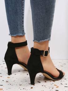 Women's Fashion High Heel Sandals, Cone Heel, Strap Slingback, Buckle Closure, Spring/Summer Style, Party Wear - Black - View 2