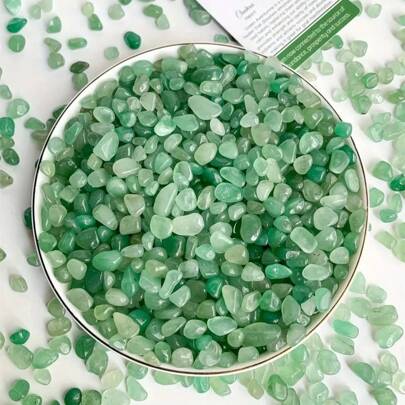 0.11/0.55/1.1lb Natural Green Dōlingyù (Nephrite Jade) Gravel, Polished Crystal Stones, For Jewelry Making, Wishing Bottles, Indoor Plant Pots Filler, Garden Decor, Fish Tank Decor, Holiday Home Decor