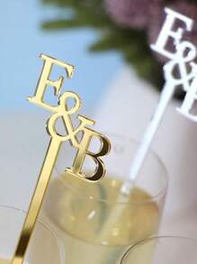 20/50Pcs Personalized Name Initials Drink Stirrers, Customized Acrylic Wedding Cocktail Sticks, Custom Lasercut Drink Agitators, Customizable Drink Tags, 18cm/7in, Gold/Silver/Black/White, Glass Wine Charms, Swizzle Decoration,Multi-Functional, Ornamental,Reusable,Exquisite,Stylish,High-Quality,Colorful,Modern,Custom,Personalized,Unique,Home Refresh,Customized Cocktail Tools,Kitchen Essentials - Style a - View 6
