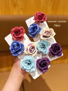 10pcs Colorful Sweet Floral Hair Clips, Suitable For Daily Use Hair Accessories