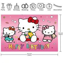 Sanrio 1 pezzo Sanrio Hello Kitty Birthday Party Decorative Background Banner Cartoon Theme Shower Party Perfect Decorative Supplies Bedroom Tapestry Photo Background Booth Props 82.7x59.1 39.4x39.4 39.4x29.5 pollici